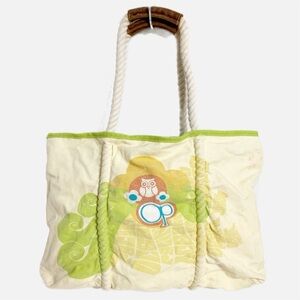 Ocean Pacific OP Large Canvas Graphic Tote Bag Rope Handles Leather Grip Beach🏖️